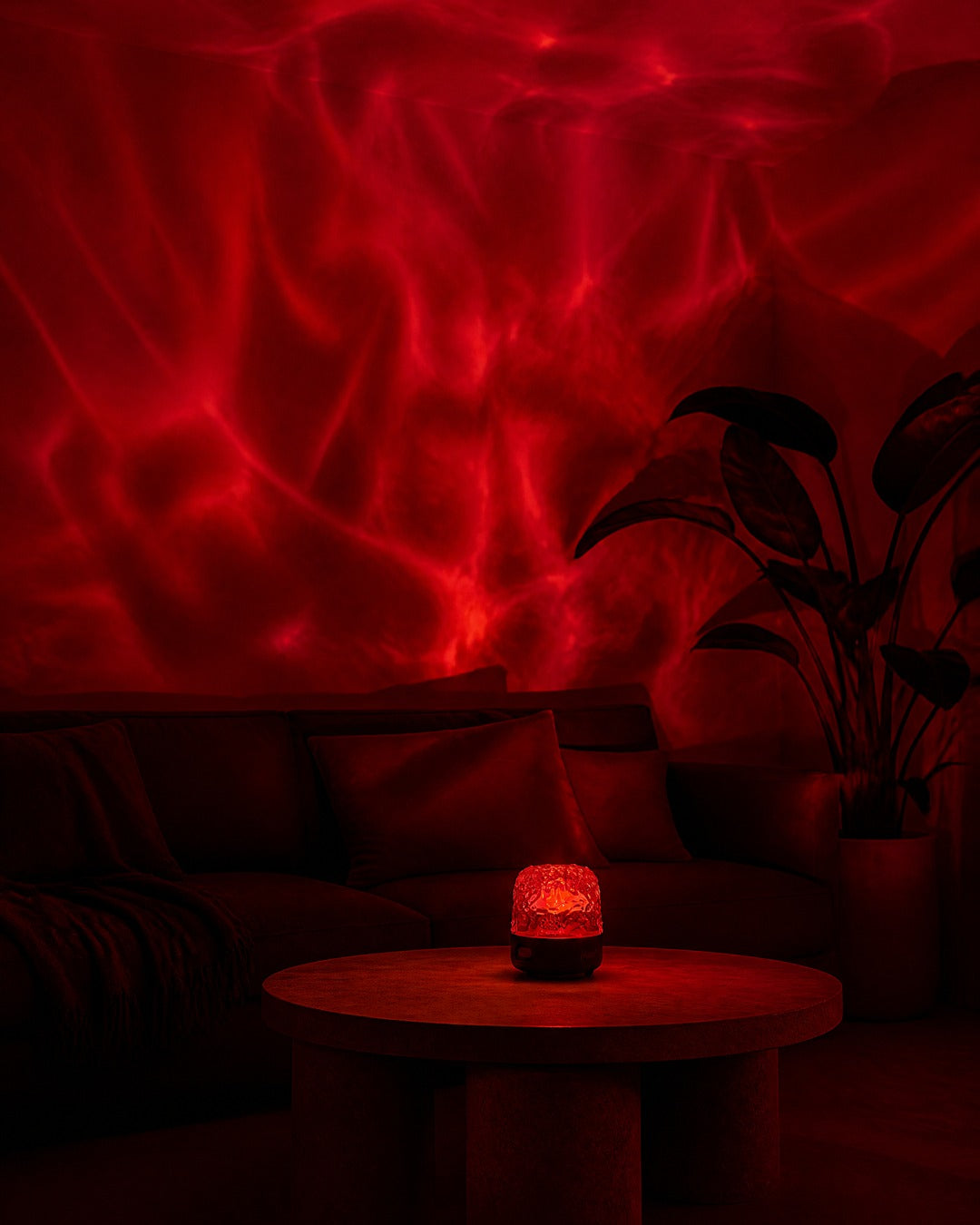 Havie lamp glowing in a cozy bedroom